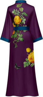Kihnop Women's Floral Long Kimono Robe Long Satin Robe Long Silk Robe Ladies Kimonos Silky Bathrobe Cover Up, One Size