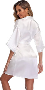 Robe for Women Silky Lightweight Satin Kimono Bride Bridesmaids Wedding Party Robes Dressing Gown Summer Loungewear