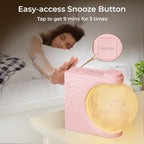Sunrise Alarm Clock, Wake-Up Light Moon Lamp with Colourful Light Mode, 10 Fairy Sounds, 30/60/90 Timer & Dual Alarms for Girls/Teens, Cute Bedside Companion for Nursery/Kids Room (Blush Pink)