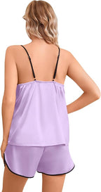 Girls & Women Silk Pajamas Set Satin Camisole Sleepwear 2 Piece Pjs, 3 Years - Women XXL