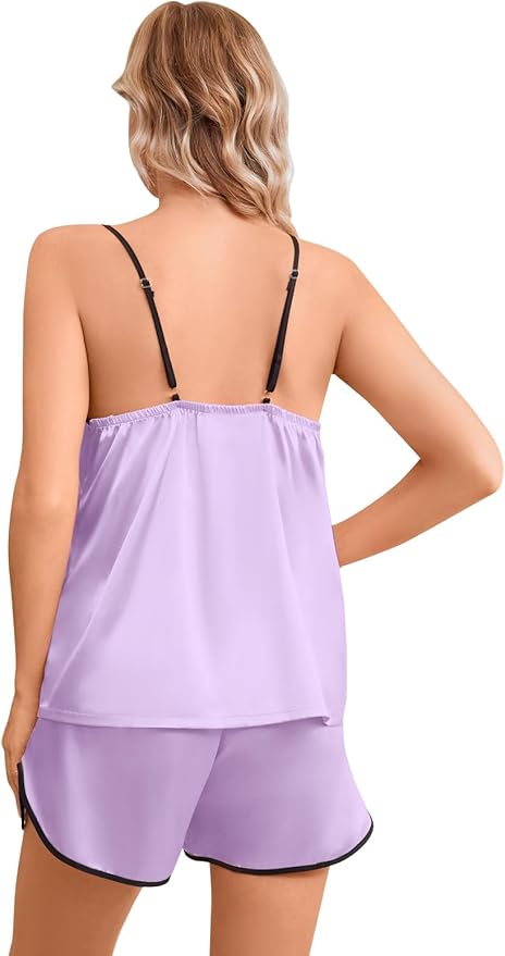 Girls & Women Silk Pajamas Set Satin Camisole Sleepwear 2 Piece Pjs, 3 Years - Women XXL