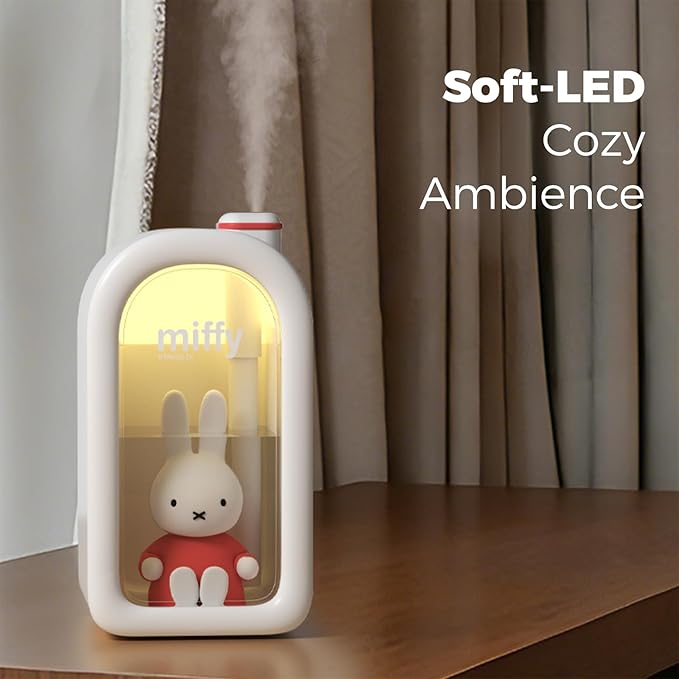 Mipow X Miffy Cool Mist Humidifier - Ultrasonic Quiet Humidifiers, Mini Cute Humidifier with Night Light, 380ml Humidifiers for Bedroom，App-Controlled RGB Light (2.0 Plus-Version) - Pink