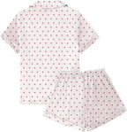 LYANER Women's Silky Satin Pajamas Set Short Sleeve Button Down Shirt With Shorts Pjs Set Sleepwear