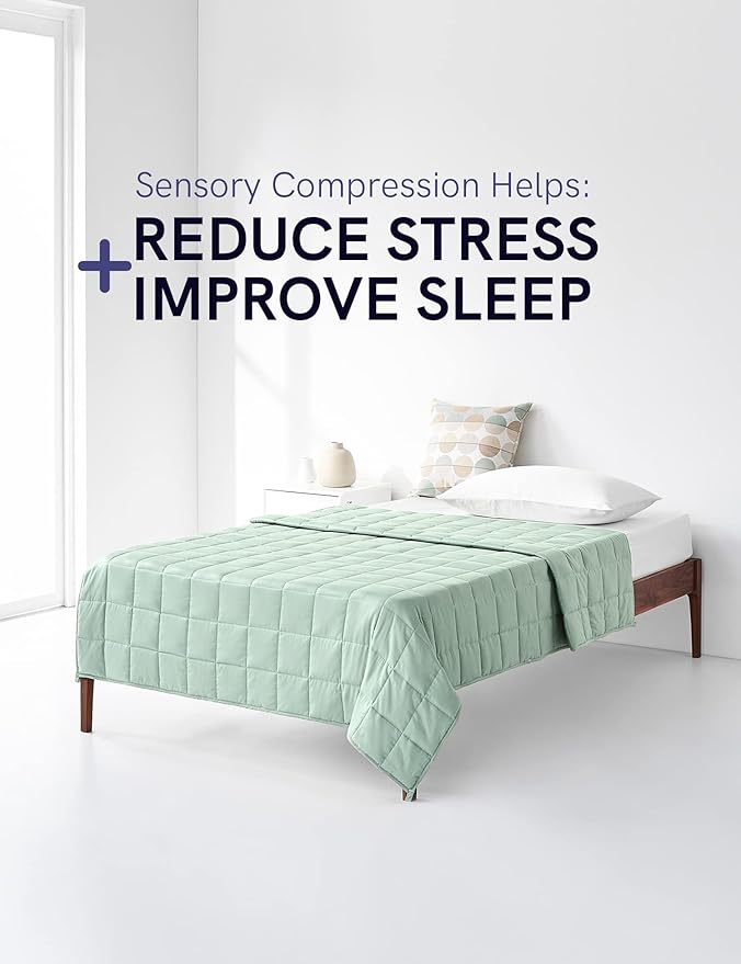 YnM Weighted Blanket — Heavy 100% Oeko-Tex Certified Cotton Material with Premium Glass Beads (Sprout Green, 41''x60'' 7lbs), Suit for One Person(~60lb) Use on Twin Bed