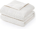 Wemore Minky Dot Weighted Blanket for Adults King Size 25 lbs, Soft Cozy Heavy Blanket for Bed and Couch, Breathable Blanket for All-Season with Glass Beads, White 80 x 87 inches