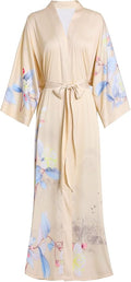 Aensso Long Soft Lightweight Silky Kimonos Robes for Women, Luxury Japanese Floral Womens Kimono Robe