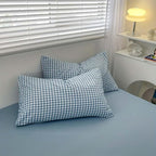 Nayoroom Blue Gingham Duvet Cover Queen Size Plaid Checkered Comforter Cover 3 Pieces Soft Lightweight Washed Microfiber Farmhouse Grid Dorm Bedding Set with Pillowcases
