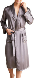 THXSILK Men’s Silk Robe Long Bathrobes, Luxury Lightweight Sleepwear, Two Pockets, Pure Mulberry Silk loungewear