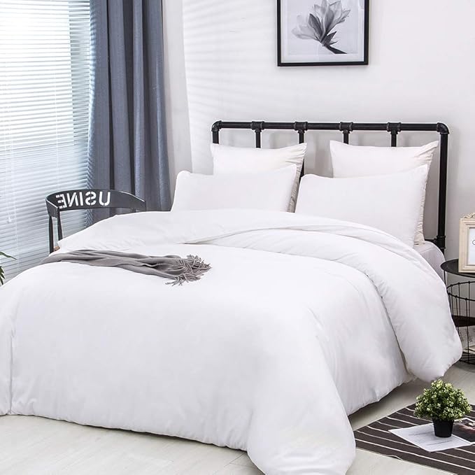 CLOTHKNOW White Queen Comforter Set White Bedding Comforter Sets All Season Soft Bed Comforter Sets Queen Comforter with 2 x Pillowcases