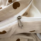 Nayoroom Brown Heart Duvet Cover Queen Size Vintage Hearts Printed on Taupe Comforter Cover Kids Girls 3 Pcs Soft Microfiber Farmhouse Bedding Set with Zipper Closure