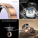Smart Ring for Women&Men-Activity/Sleep/Heart Rate/HRV/Stress/Women's Health Tracker-IP68 Waterproof/Wearable-No Subscription Fee Required-Compatible with iPhone &Android