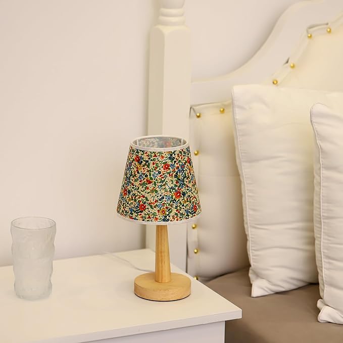 WSYEAR Flowers Cute Small Table Lamp, Boho Floral Table Lamps for Bedroom, Bedside Small Table Lamp for Small Space, Farmhouse Mini Table Lamp for Bedroom, Living Room