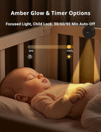 FOXFINE Portable Sound Machine, Travel White Noise Machine with 36 Soothing Sounds, Focus Light & Headphone Jack, Timer & Memory for Sleeping, Baby, Adults, Black