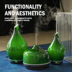 Porseme 500ml Glass Essential Oil Diffuser Aromatherapy Ultrasonic Cool Mist Humidifier 15-21 Running Hours Waterless Auto-Off Air Diffusers for Sleeping Yoga Working Spa(Hulk Green)