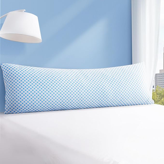 EASELAND Firm Pillows Shredded Memory Foam with Adjustable Fill - Body Size Set of 1, Removable Cooling Cover for Hot Sleepers, Cool Bed Pillow for Side Back Stomach Sleepers