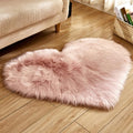 Fluffy Faux Fur Heart Shaped Area Rug Soft Fuzzy Carpet Home Decoration Wedding Party for Bedroom Living Room Bedside 40x40cm Pink