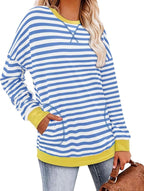 Magritta Women's Long Sleeve Leopard Color Block Tunic Comfy Crewneck T Shirt Tops Black XL