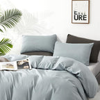 Luxlovery Light Blue Comforter Set Twin Dusty Blue Bedding Set Haze Blue Minimalist Bedding Set Soft Breathable Blanket Quilts Modern Modern Comforter Set