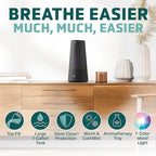 PureGuardian 1.5 Gal Ultrasonic Warm & Cool Mist Humidifier with UV-C Light, IntelliSense Humidistat, 90-Hr Runtime, for Large Rooms up to 540 Sq. Ft., Black, H5665B