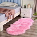 Super Soft Fluffy Faux Fur Sheepskin Rugs Bedroom Floor Sofa Living Room Plush Carpet Sofa Cover Bedside Rugs (2x3 ft Sheepskin, Rose Pink)