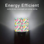 Retro Flowers Night Light,Spring Retro Rustic Flowers Night Lights Plug into Wall with Dusk to Dawn Light Sensors 0.5W Dim Night-Lights for Bedroom