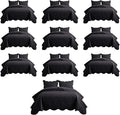 IR Imperial Rooms 10 Pack Twin Quilt Bedding Set (68" x 86") - Bulk Wholesale for Hotels, Guest Bedroom & Airbnbs - Lightweight Microfiber Reversible Floral Embossed Quilts Bedspreads (Black)