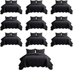 IR Imperial Rooms 10 Pack Twin Quilt Bedding Set (68" x 86") - Bulk Wholesale for Hotels, Guest Bedroom & Airbnbs - Lightweight Microfiber Reversible Floral Embossed Quilts Bedspreads (Black)