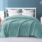 Exclusivo Mezcla Fleece King Size Blanket for Bed, 90x104 Inches Soft Cozy Jacquard Flannel Blankets, Lightweight Fuzzy Plush Warm for Women, Celadon