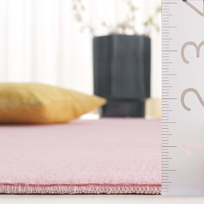 SAFAVIEH Washable Rug Faux Rabbit Fur Shag Collection - 4' x 6', Pink, Slip Resistant & Easy Cleaning, Ultra Plush Thick Pile, Ideal for Living Room, Bedroom, Nursery, Boys & Girls Room (FRF100U)