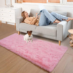 YJ.GWL Soft Area Rugs Fluffy Runner Rug for Bedroom Living Room 2x6 Feet, Pink Shag Rug Plush Carpet Non Slip for Nursery Dorm, Fuzzy Bedside Rug for Kids Boys Girls Room Home Decor