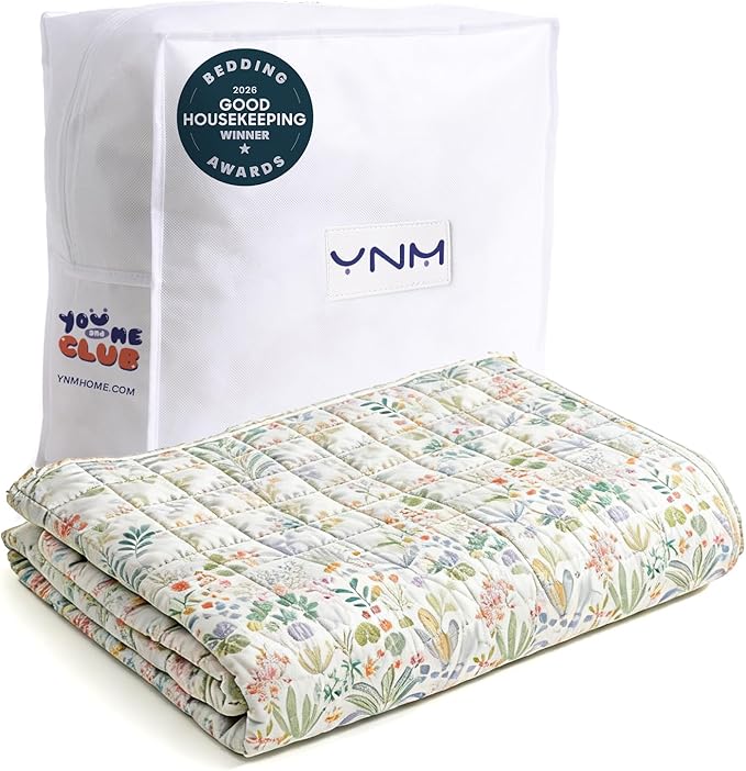 YnM King Size Cooling Nylon/PE Weighted Blanket for Adults (88x104 Inches, 40 Pounds, Jungle Bloom), Heavy Bed Blanket for Two Persons of 240~390lbs on Queen or King Bed