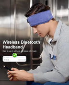 Perytong Sleep Headphones Bluetooth 5.4 Headband, Wireless Sleep Headphones for Side Sleepers, Over-Ear Headphones Sports Headband Eye Mask with Built-in Earphones for Sleeping Running Jogging Nap