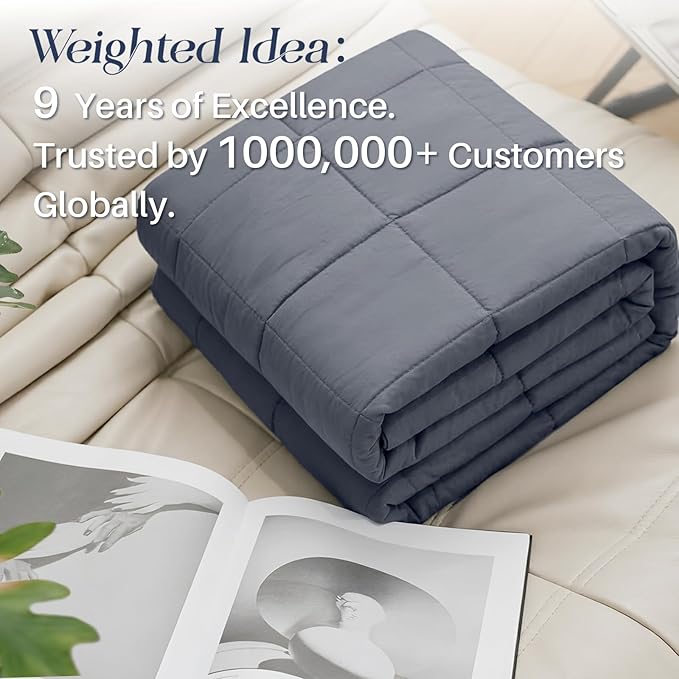 Weighted Idea Weighted Blanket for Adults (Dark Grey,80"x87",25lbs) Cooling Breathable Heavy Blanket with Premium Glass Beads All-Season Soft Thick Comfort
