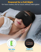 3D Contoured Sleep Mask with Bluetooth Headphones, Adjustable Blackout Sleeping Mask, Easy Installation Sleeping Headphones with Ultra-Thin Stereo Speakers for Men, Women - Dark Blue