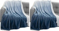 Elegant Comfort Throw Blanket, Reversible Sherpa Flannel, Ultra-Soft, Fuzzy, Cozy and Plush- All Season Lightweight Decorative Throw, 50 x 60 inches, Ombre Design Sherpa Throw, Blue (Pack of 2)