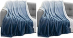 Elegant Comfort Throw Blanket, Reversible Sherpa Flannel, Ultra-Soft, Fuzzy, Cozy and Plush- All Season Lightweight Decorative Throw, 50 x 60 inches, Ombre Design Sherpa Throw, Blue (Pack of 2)