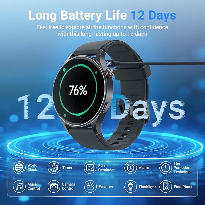 Fitpolo Smart Watch for Men Women,1.3" AMOLED Touchscreen Fitness Tracker, Make/Answer Calls, Heart Rate SpO2 Monitor, 3ATM Waterproof, Sleep & Activity Tracking Smartwatch for Android Phones iPhone