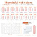 Modelones Pink Press on Nails, Spring Short Square Fake Nails, Reusable Nail Kit with Nail Glue Adhesive Tabs Mini Nail File, Nails Press Ons 32Pcs 16Sizes, Women Girl Gift