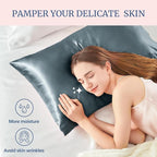 BEDELITE Satin Pillowcase for Hair and Skin, Super Soft and Cooling Similar to Silk Pillow Cases 2 Pack with Envelope Closure, Gift for Women Men(20"x30" Queen Size, Space Grey)
