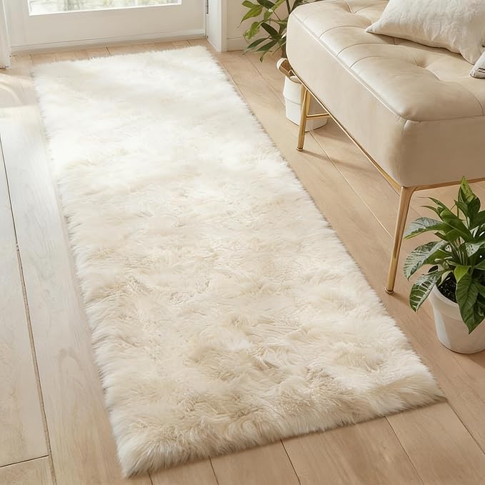 2x4 Indoor Plush Shaggy Runner Rug, Soft Fluffy Fuzzy Area Rug for Hallway Living Room Bedroom Kitchen Entryway, Non-Slip Modern Floor Carpet