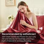 BEDELITE Satin Sheets Queen Size Bed Set, Luxury Soft Burgundy Silky Sheets for Hair and Skin, Similar to Silk Bed Sheets Set 4 Pieces （1 Deep Pocket Fitted Sheet, 1 Flat Sheet, and 2 Pillowcases）