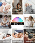 HAODINGMAI Sunrise Alarm Clock Wake Up Light with Sunrise Simulation White Noise Machine Touch Control Bedside Lamps Colors Atmosphere Lamp 30/60/90 Sleep Timer 13 Nature Sounds