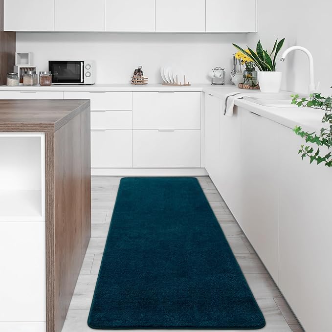 Softlife Navy Blue 2x6 Area Rug for Bedroom Living Room, Solid Non-Slip Fluffy Carpet with Soft Low Pile for Kids Boys Girls, Machine Washable Runner Rugs Fuzzy Aethetic Home Decor