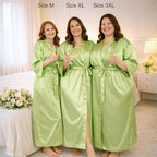 Silk Robes for Women Ankle Length Satin Kimono Robes with Belt Bridemaids Sleepwear Bachelorette Nightgown