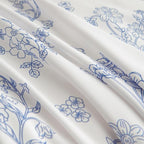 Nayoroom Blue Floral Duvet Cover Queen Size Cottagecore Flower Leaf Spring Comforter Cover 3 Pcs Soft Breathable Microfiber Pastoral Aesthetic Bedding Set with Zipper Closure