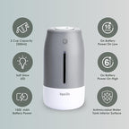Aqua Glo Personal, Portable Humidifiers for Bedroom – Ultrasonic Cool Mist Humidifier with Built In Rechargeable Battery. Air Humidifier for Baby, Plants, Home, Office, Travel. Gray