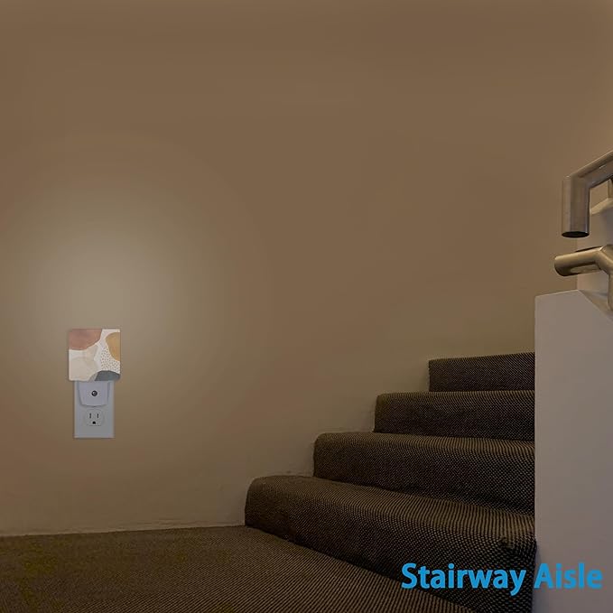 Boho Abstract Night Light,Geometric Modern Art Night Lights Plug into Wall for Boys Girls, Led Lamp for Stairway/Hallway/Bedroom 0.5W Nightlight Sleep Friendly