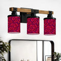 Vanity Lights for Bathroom Wall Lights for Bedroom Living Room Vibrant Red Peony Floral Deep Magenta Modern Bathroom Light Fixtures Wall Sconces 3 Light Home Decor
