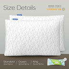 CushyOasis Shredded Memory Foam Pillows, Bed Pillows for Sleeping, Standard Size Pillows, Cooling Pillow, Stomach and Back Sleepers with Removable Washable Pillowcase (Standard*2)