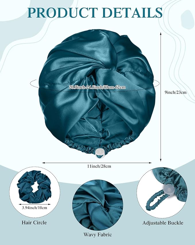 Canlierr 5 Set Adjustable Silk Satin Bonnet for Sleeping Women Scrunchie Double Layer Night Cap Sleep Turban Hair Wrap Unisex